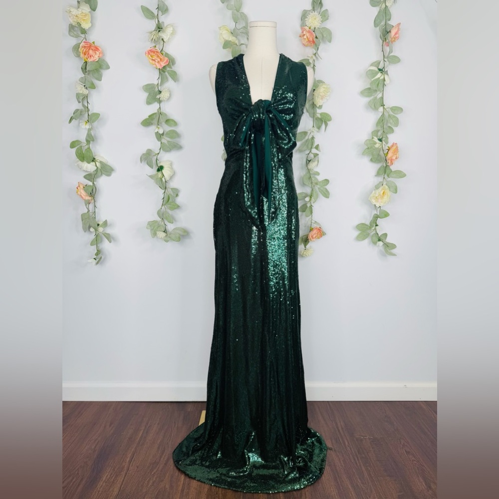 Halston Magdalena Draped Sequin Gown - Picture 4 of 12